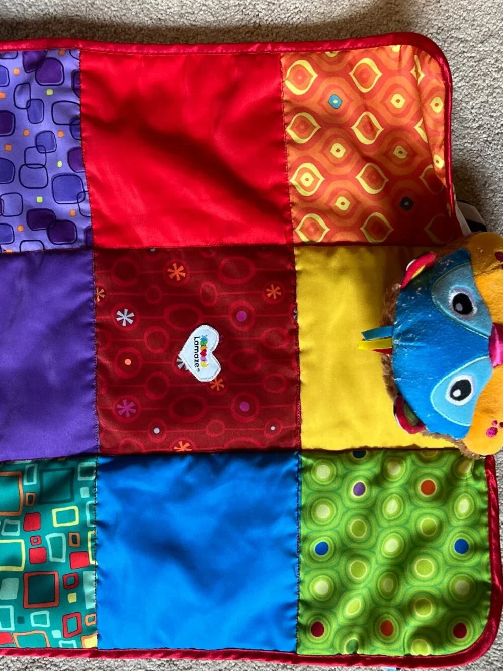 Lamaze Patchwork Baby Blanket and  Chipmunk (Sensory Blanket)